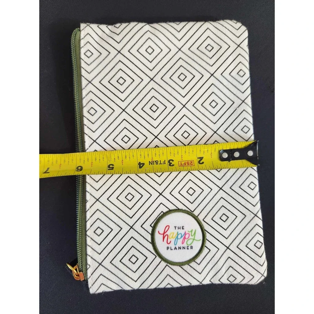 The Happy Planner Pencil Pouch Unisex OS White Black Geometric Diamond Canvas